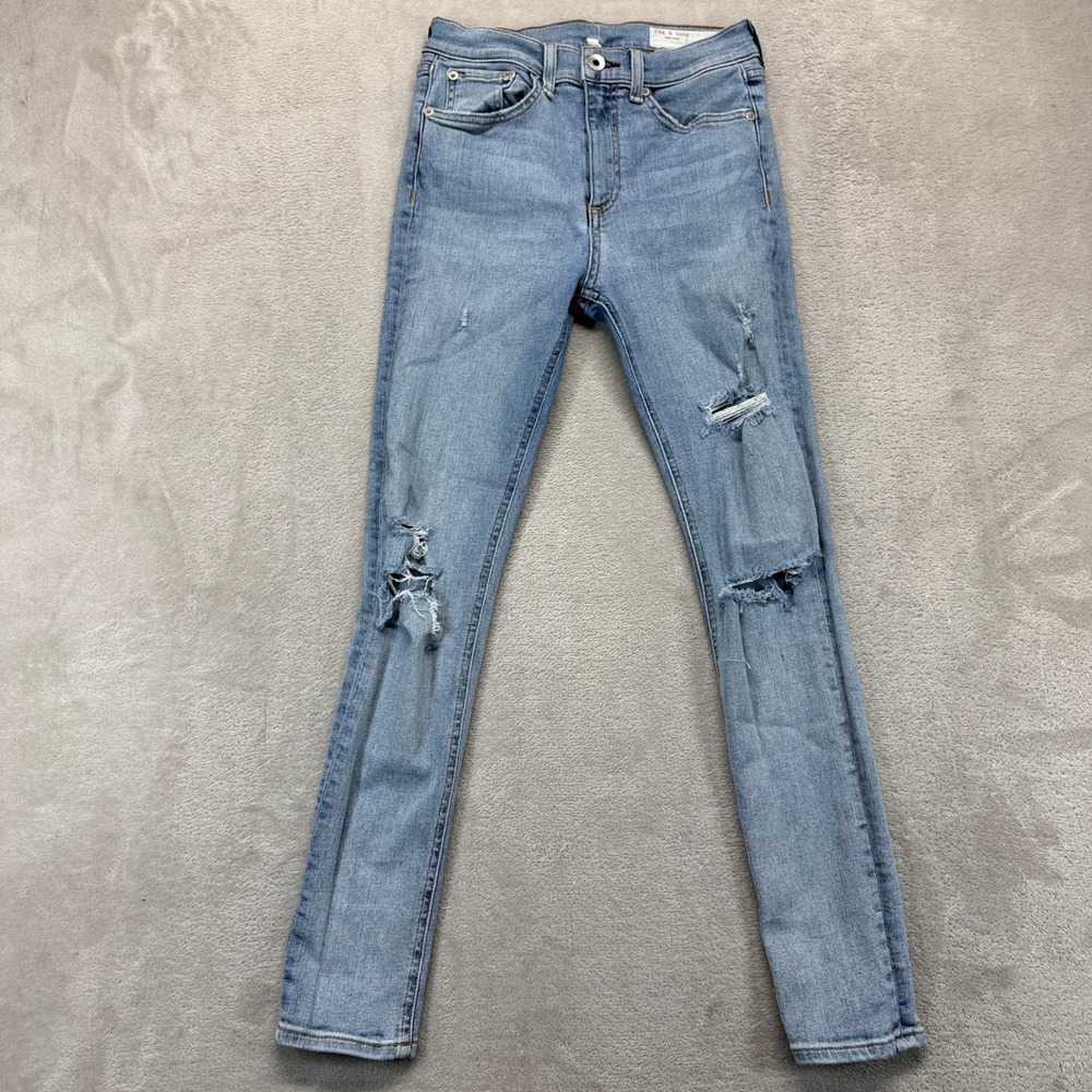 Rag & Bone Jeans Women's 25 High Rise‎ Ankle Skinny Distressed Norlet Wash Denim